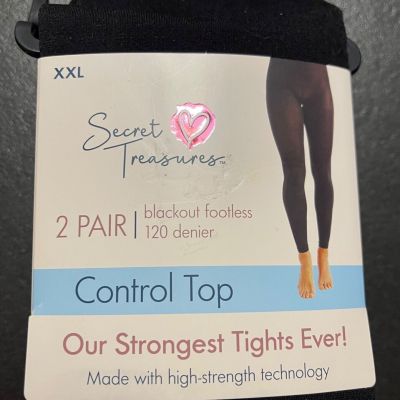 Women's Secret Treasures 2 Pair Blackout Footless Control Top 120 Denier Tights